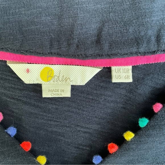 Boden Women’s Charlie Jersey Dress 6R Navy Blue Ric Rac Trim Mini Classic Chic - Picture 3 of 10